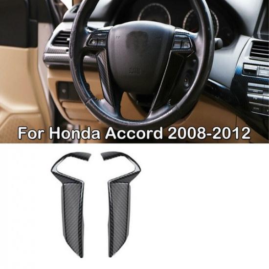 2Pc Carbon Fiber Interior Steering Wheel Trim Cover For Honda Accord 2008-2012