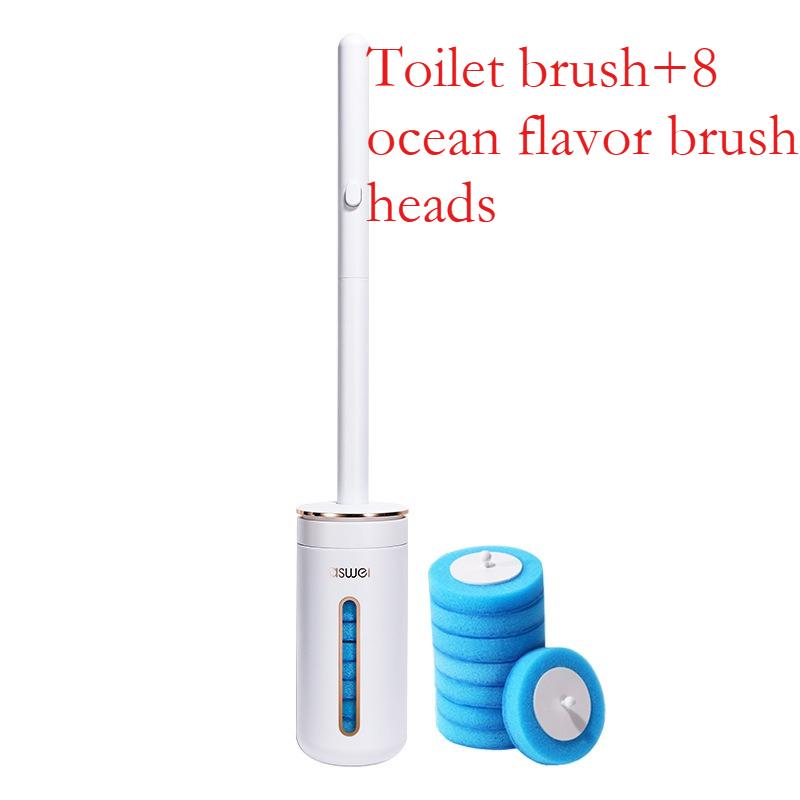 Wall Mount Disposable Toilet Brush Set No Dead Corner Cleaning Kit with Replaceable Heads for Bathroom Household Use