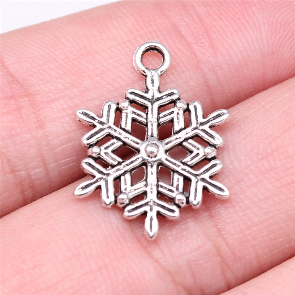 20 Stück Metall Zinklegierung Gemischte Größen Schneeflocken Anhänger Passend für Schmuck Weihnachtsanhänger Komponenten DIY Handgemachtes Basteln