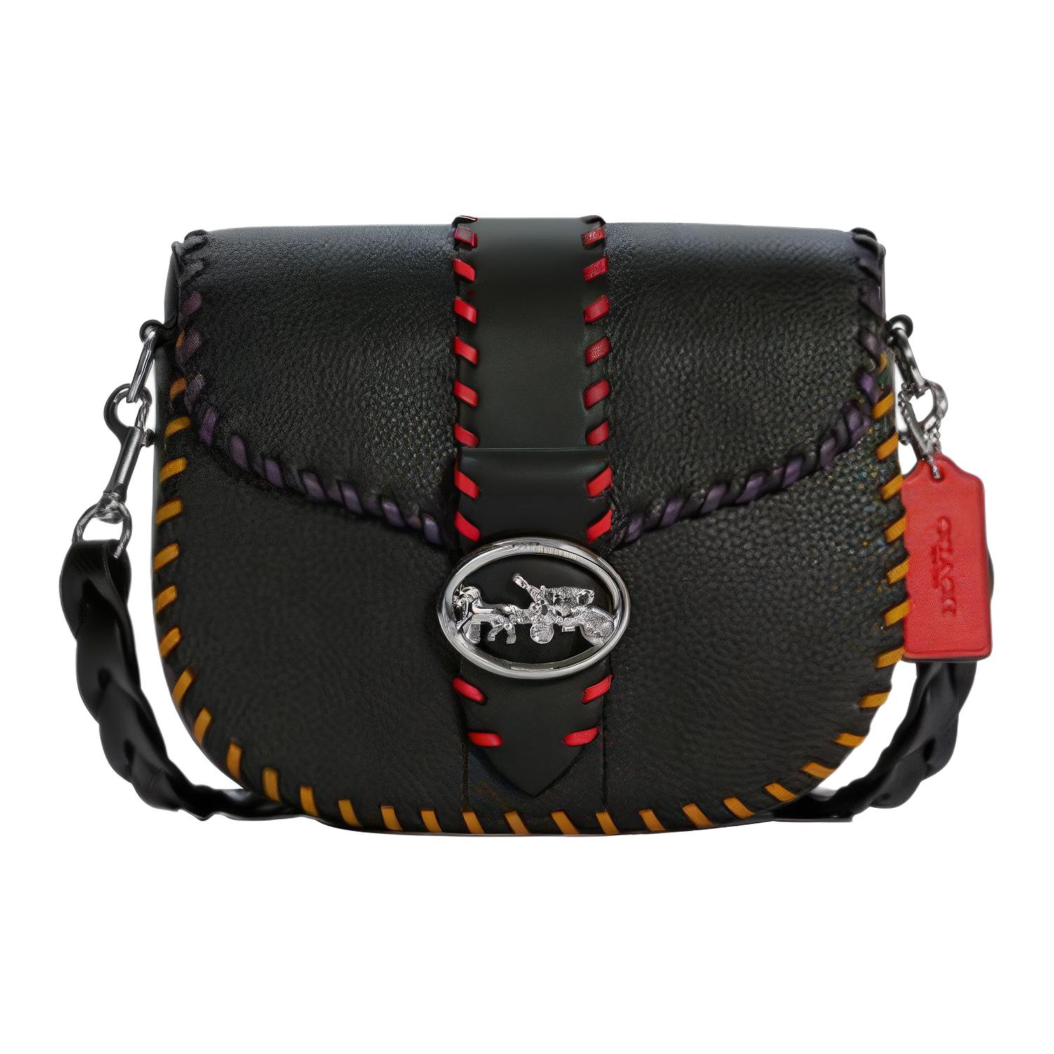 

New COACH Georgie Leather Shoulder Bag, Saddle Bag, Crossbody Bag, Shoulder Bag Trumpets Women s Black C5791-SVA47 21.1*6.6*17.5CM