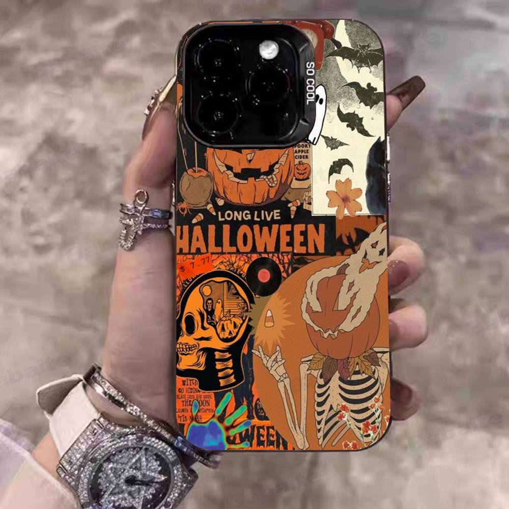 Halloween Spooky Pumpkin Phone Case For IPhone17 16 15 14 13 12 11 Pro Max Plus Color Matte Fundas