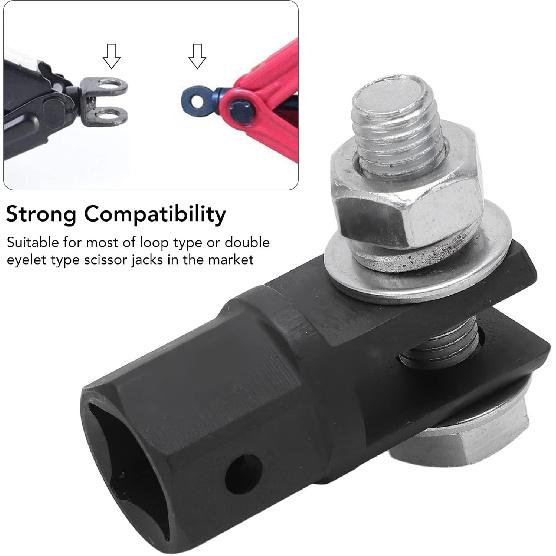 Scissor Jack Adapter, High Strength Rust Resistant Universal Scissor Jack Connector for Trailer for RV for Use with 12in Drive Impact Wrench