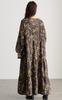 Gold Japan Plus Size Maxi Floral Round Sizes Women's Dress, Print, Tiered, Flared, Neck, Pockets, Fall/Winter/Spring, Maru-30208, Gray, 4L-5L