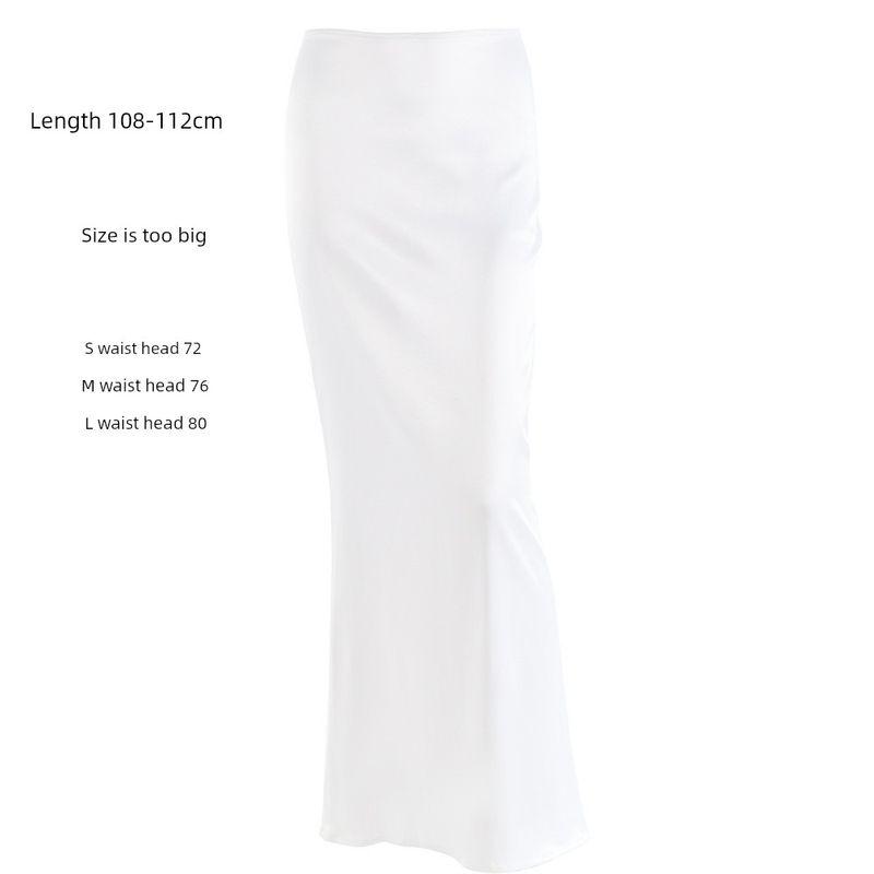 

Pure Color Fashionable Fancy Back Zipper Bodycon Dress Satin White L