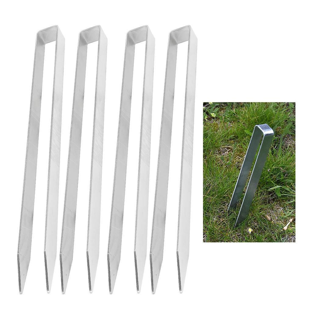 4 Pcs U Shaped Stakes Heavy Duty Stainless Steel Ground Pegs U Shape Rose Arch Ground Anchors for We