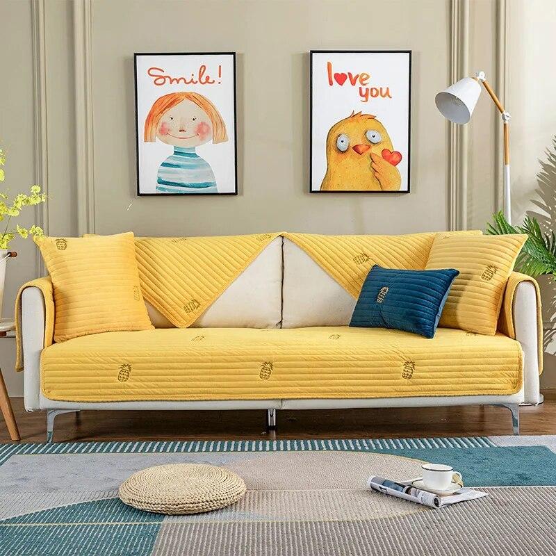 

Бархатный чехол для дивана, Нескользящее диванное полотенце для декора гостиной, универсальный однотонный угловой чехол для дивана, L-образный чехол для шезлонга, чехлы W70xL70cm 1pc