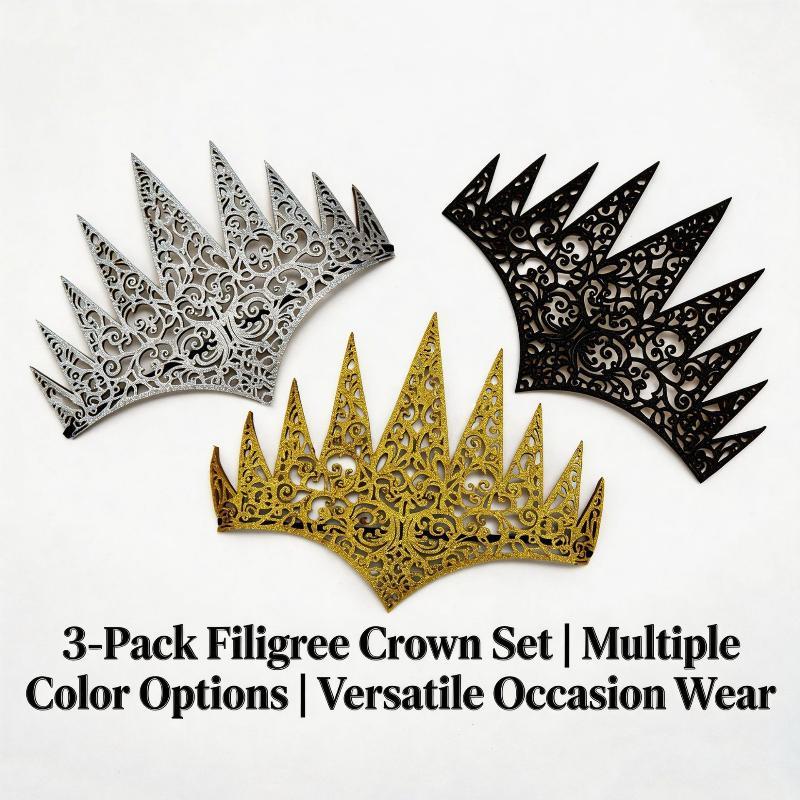 1 Pezzo di Tiara Vintage, Argento, Oro, Nero, Adatta per Feste sul Palco, Accessori per Costumi Cosplay, Costumi di Halloween,