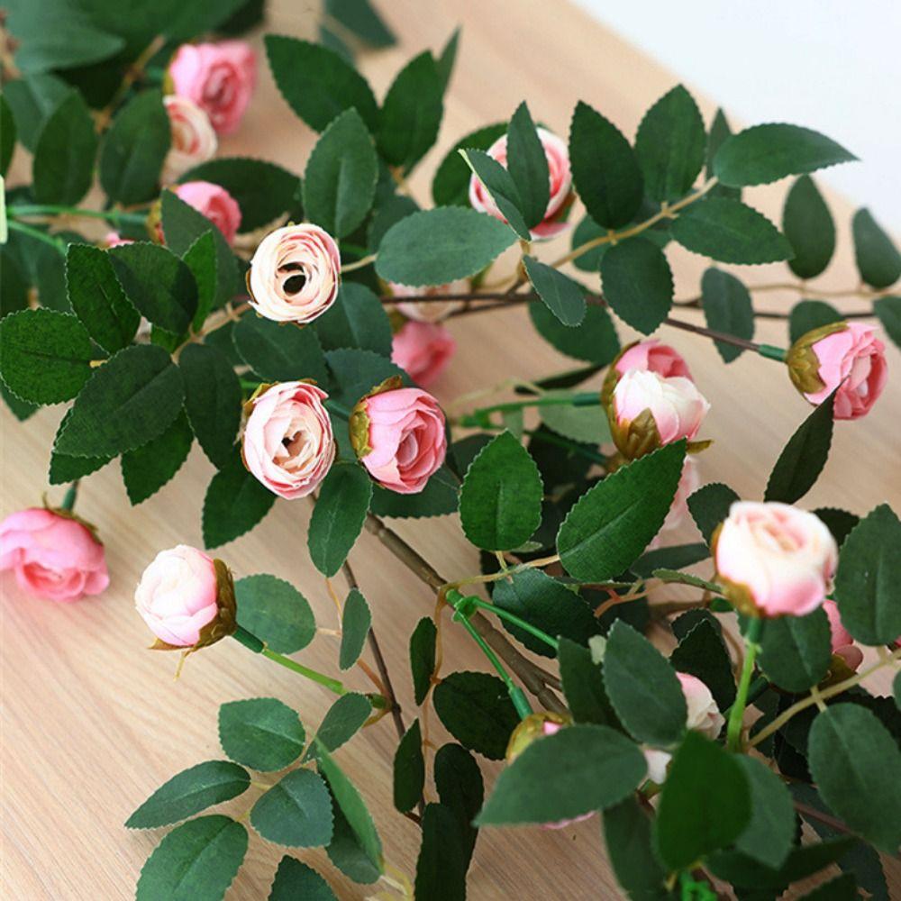 High Quality Plastic Silk Artificial Rose Vine 4 Colors 1.75m 54 Heads Hanging Flowers Rattan Fake Plants Leaves Home Decoration