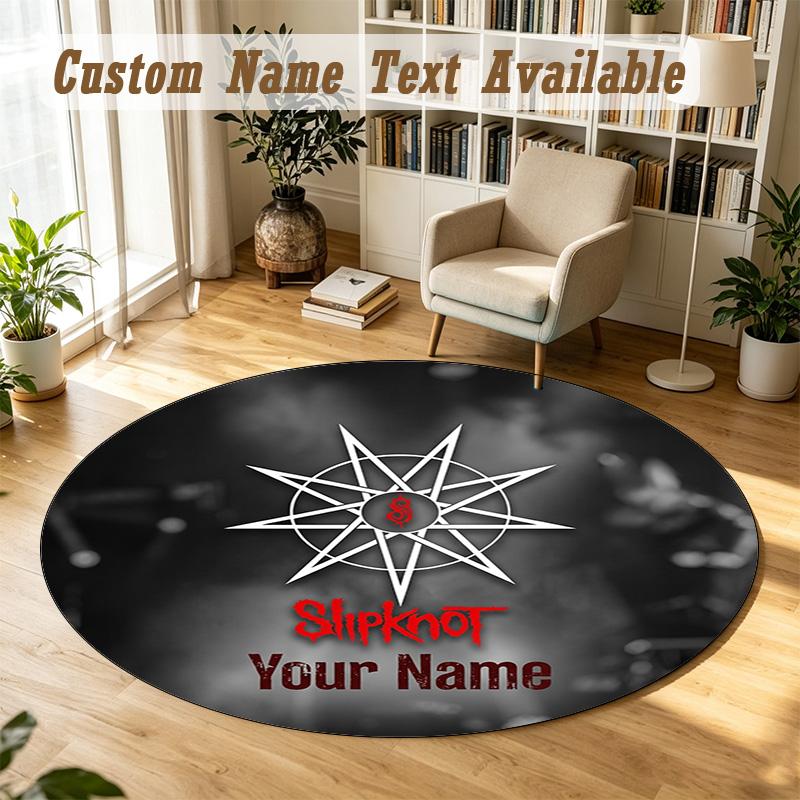 Round Rug Custom NameSlipknot Pattern Non Slip Carpet Home Floor Decor