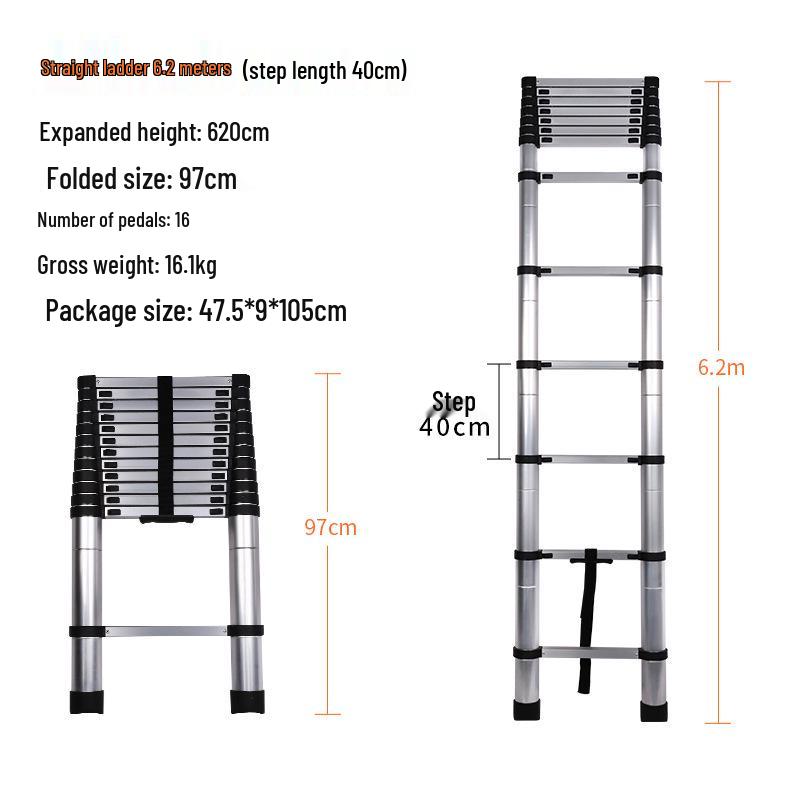 Lightweight Telescopic Aluminum Step Ladder - Foldable & Liftable for Indoor/Outdoor Use