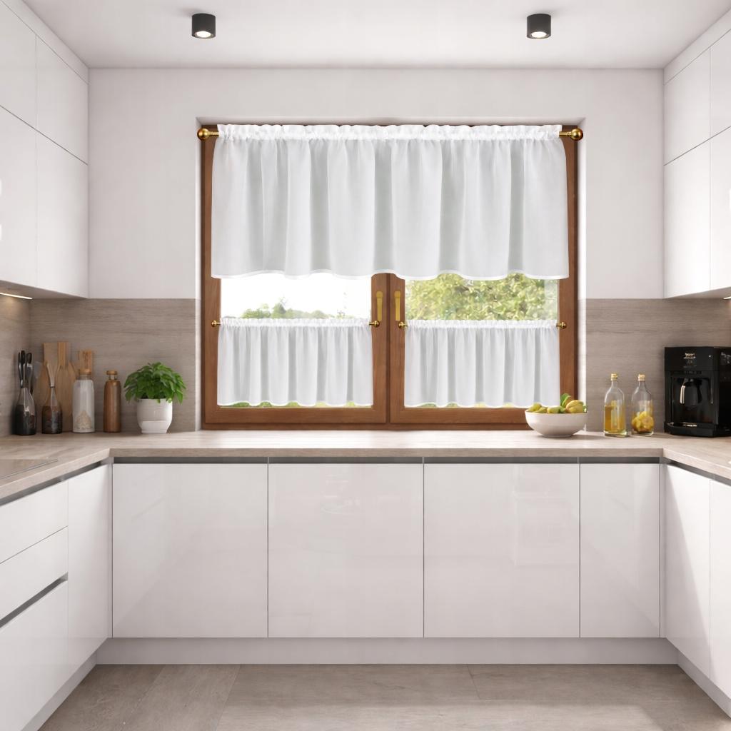 Zazdrostka kitchen curtain voile DELICATE WITH WHITE EDGE for tunnel 200x70
