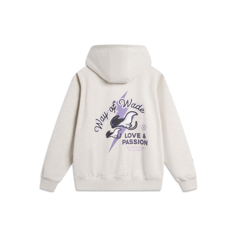 Li Ning Wade Christmas Collection, Hooded Long Sleeved Loose Fit Fleece Lined Sweatshirt Men's Heather Gray Tile Gray AWDU651-4