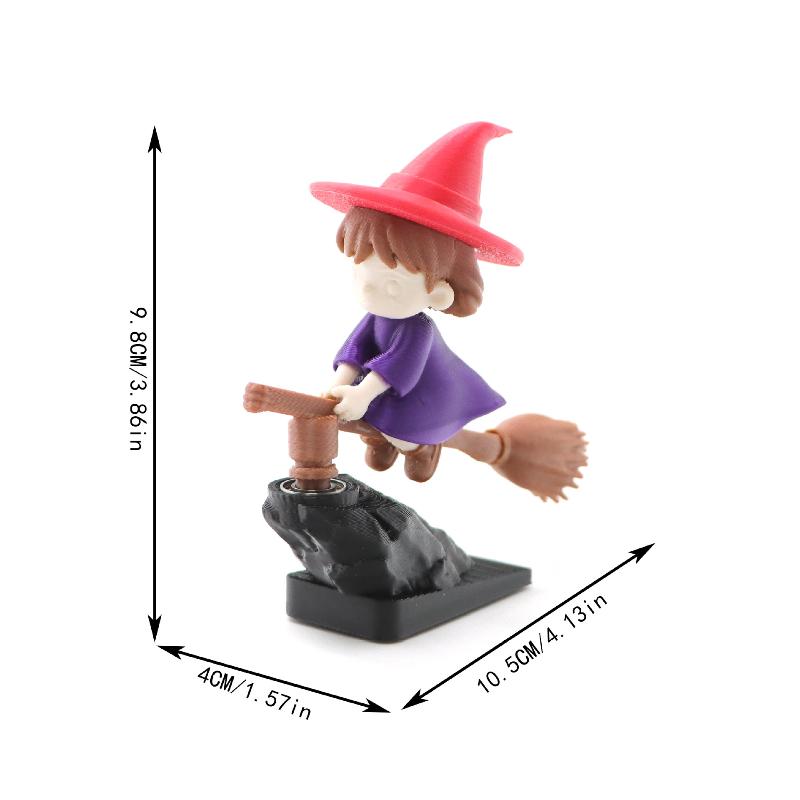 Cute Broom Witch Car Interior Decoration Action Figures Auto Rearview Mirror Dashboard Ornaments Gift Mini Accessories