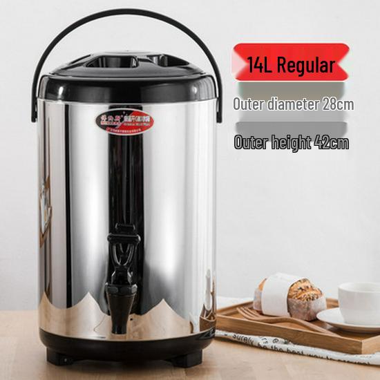 Commercial Stainless Steel Insulated Double-Layer Bucket for Milk Tea & Soy Milk, Large Capacity 