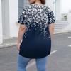 Women's Large Size T-Shirt Casual Tie-dye V-Neck Short Sleeve Pocket Top