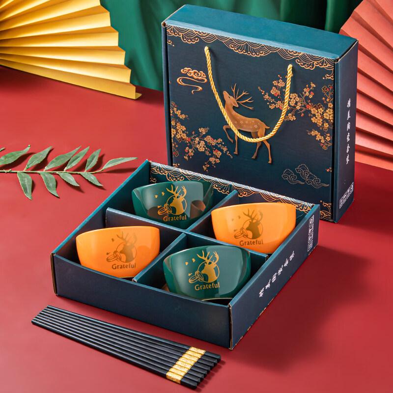 Sweet Elegant Ceramic Bowl & Chopsticks Gift Set