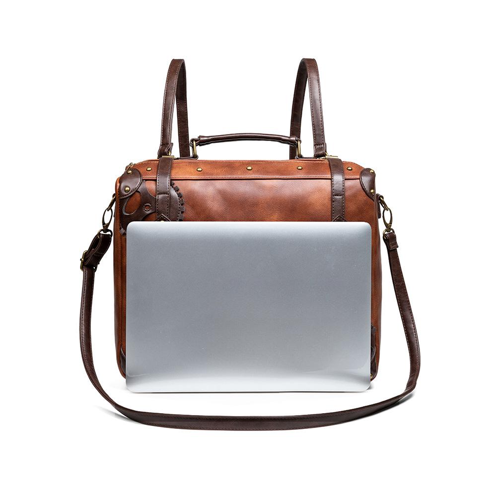 Steampunk Medieval Retro Style Large-capacity Contrasting Color Women's Messenger Bag Portable Shoulder Computer Bag Tide