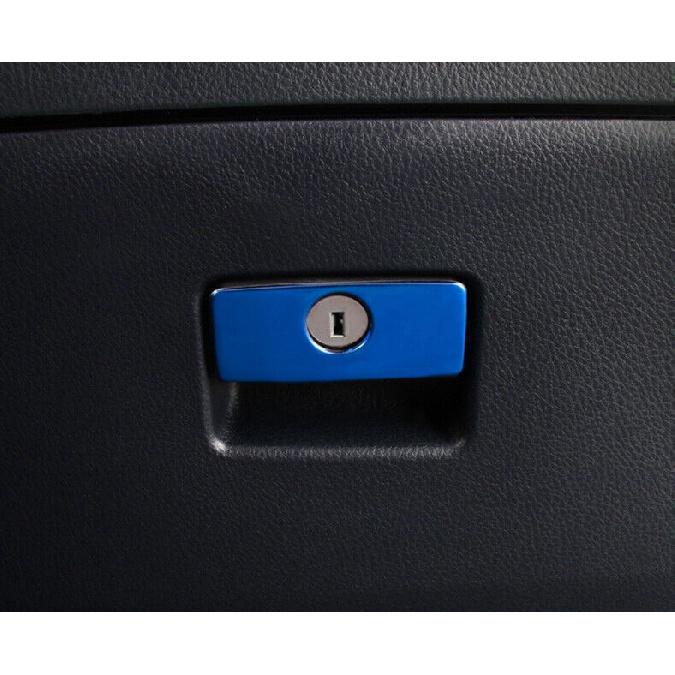 1x Blue Steel Co-Pilot Storage Box Handle Cover Trim For Toyota Highlander 14-19