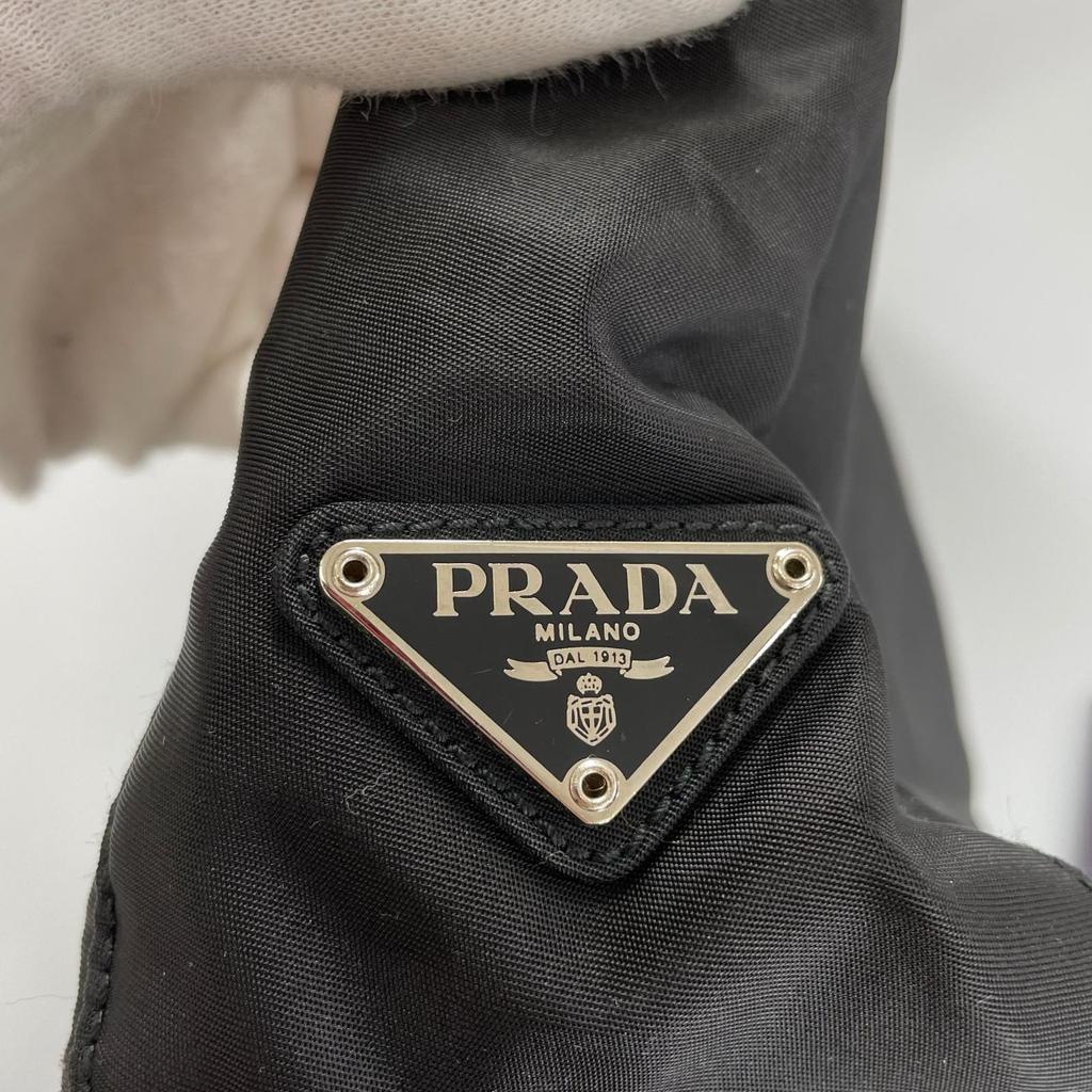 PRADA Triangle logo Tote Bag black Women used