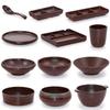 Rustic Melamine Tableware Set: Includes 4-piece Japanese-style Imitation Porcelain Plastic Bowl, Plate, Cup, and Spoon for Hot Pot and Barbecue.