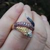 Bague de fiançailles Oeil en Cristal Arc-en-ciel Zircon Vert de Luxe Anneaux de mariage Forme Serpent Exagérée Punk pour Femmes Bijoux Bohème