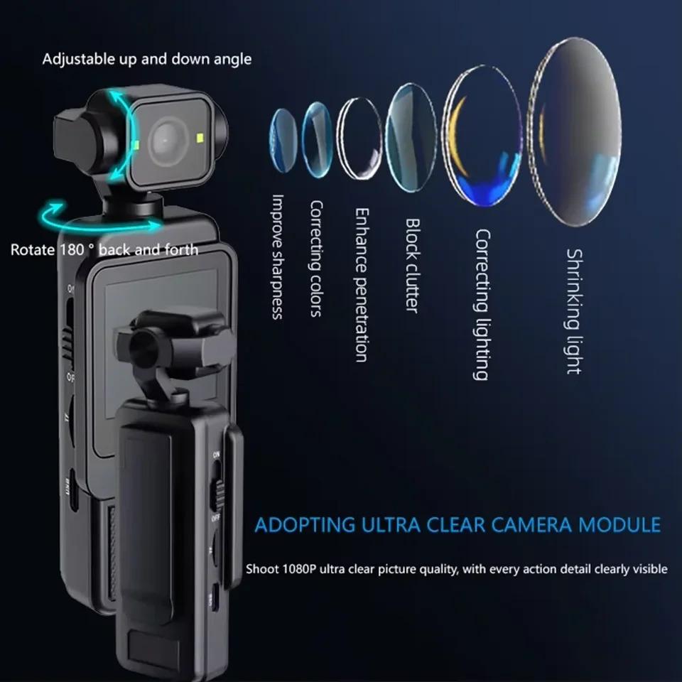 HD 1080P Mini Camera 360 ° Rotating Handheld Action Camera WiFi Sports Wearable Body Camera Travel Bicycle Driver Recorder Outdoor Motion Camera