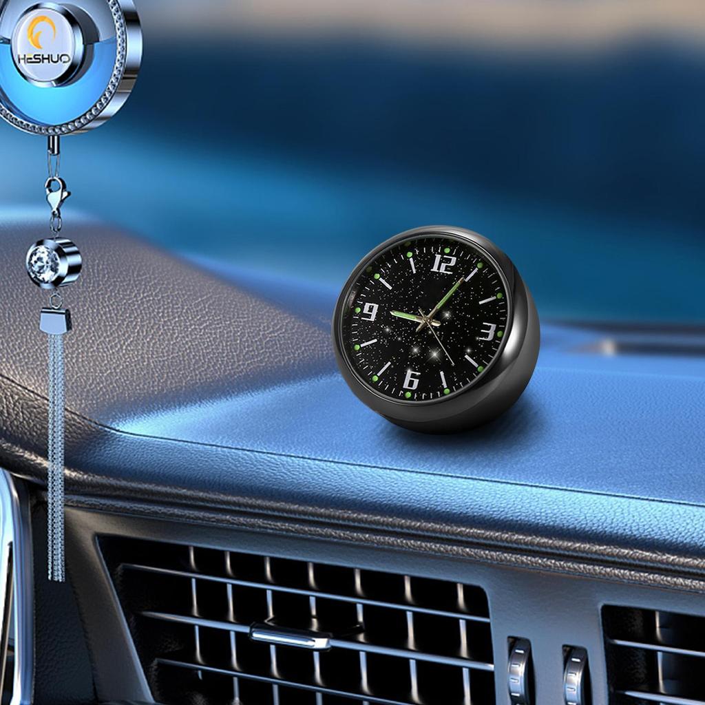 Small Car Clock Watch Glowing Accessories Stick On Car Vent Dashboard Clock For Travel Driving Commuting Touring Men Women