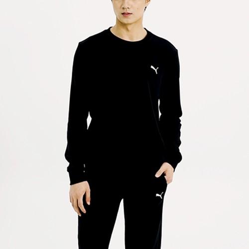 Puma Embroidered Logo Pullover Crewneck Sweatshirt for Men, Black