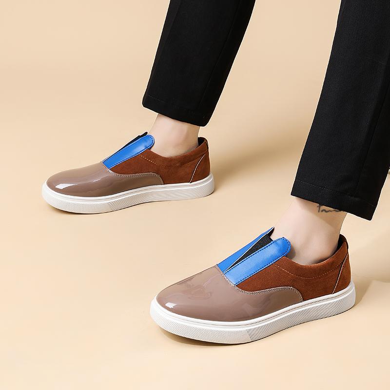 Fashion Slip on Outdoor Casual Shoes Low Top Lazy Shoes Non Slip Walking Loafers Moccasins for Male New Leisure Men Pu Leather Flats