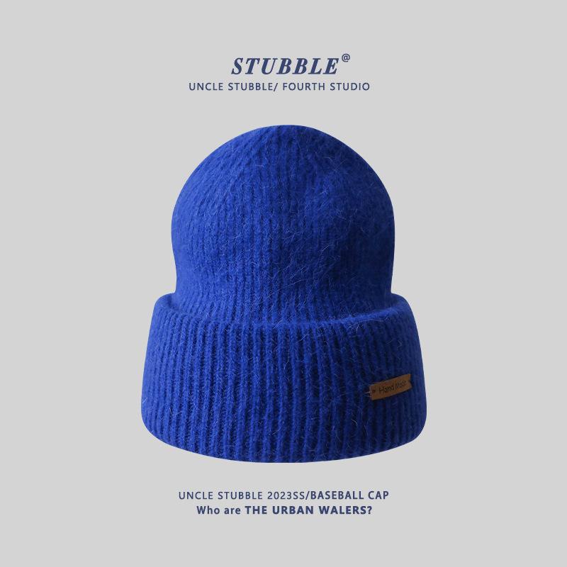 

Вязаная шапка для женщин, маленькая шапка, подчеркивающая лицо, шерстяная шапка для пар, утолщенная, простая и универсальная, с защитой ушей, теплая шапка для мужчин (55-1cm)