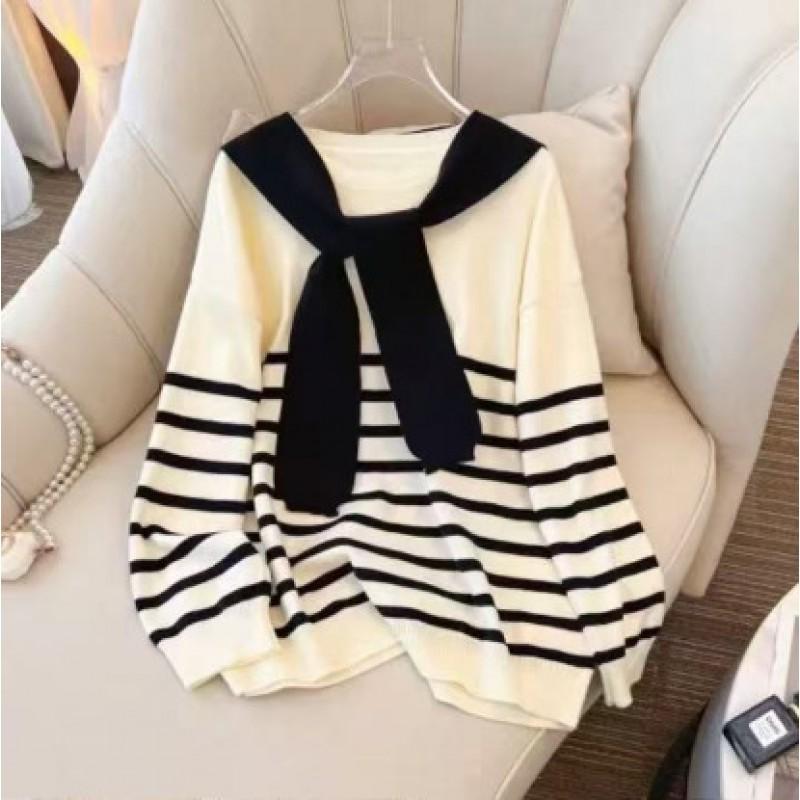 Womens Oversized Striped Knit Sweater Loose Long Sleeve Casual Pullover Cardigan 2025