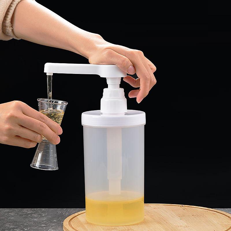 Flüssigkeitsspender Kaffeesirup Bienen Tropfflasche mit Hydraulikpumpe und Düsenkopf Küche Honigglas Behälter