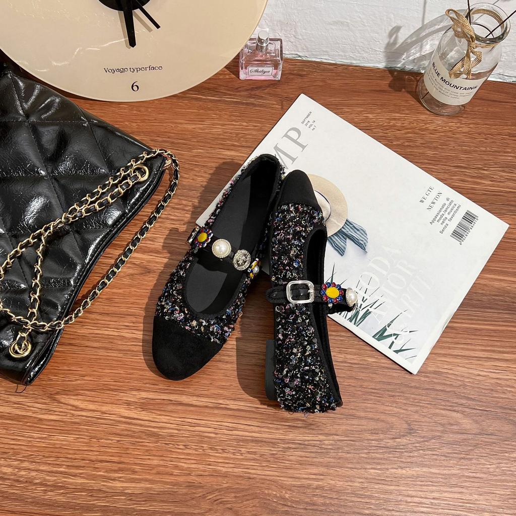 Grape Mother Xiaoxiangfeng Flat-soled Single Shoes Women's Fashion Outer Wear Soft-soled Mother Shoes Small Gold Coins with Mary Jane Shoes