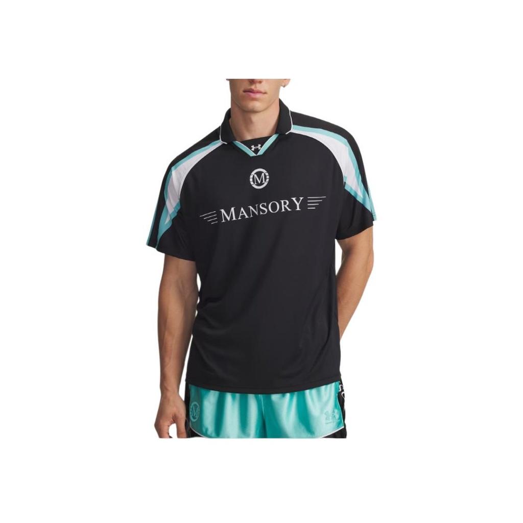 Under Armour Buchstabe V-Ausschnitt Raglanärmel Kurzarm T-Shirt Herren Oberteile Schwarz 6009087-001