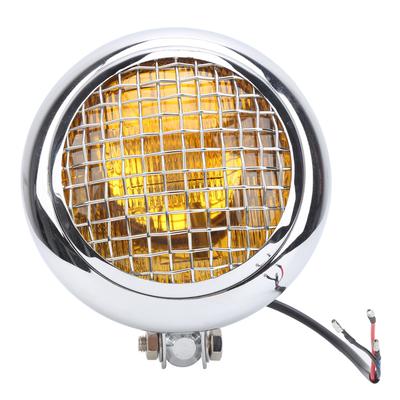 12V LED Round Motorcycle Headlight Retro Style 60W High Low Beam Yellow Light Headlamp Waterproof