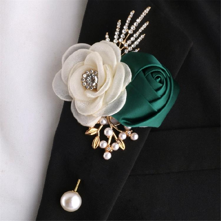 4PCS Camellia Rose Wedding Corsage Boutonniere Flower Brooch Pin For Bridal Shower Dinner Parties Formal Event Wear