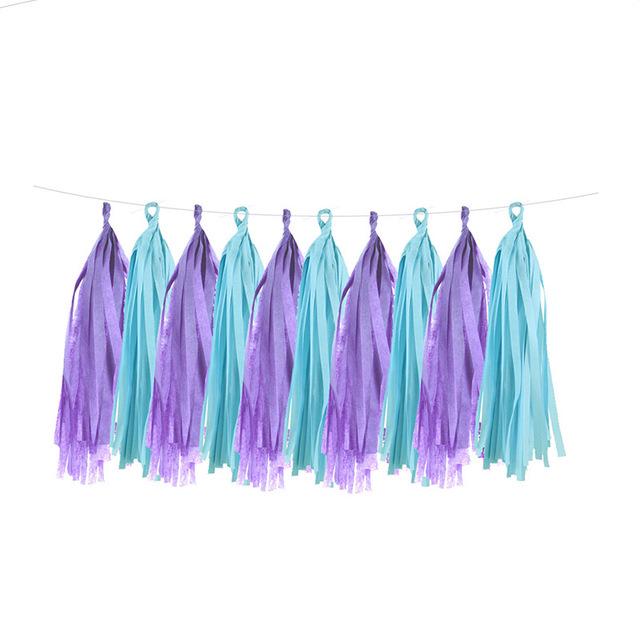 15-Piece Paper Tassel and PET Ribbon Set for Birthday Party Decorations
