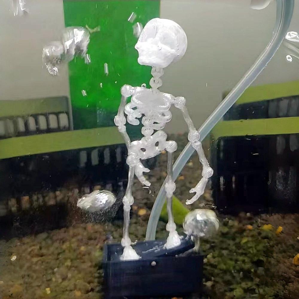 3D Printed Fish Tank Dance Skull Ornament Plastic Movable Oxygen Skeleton Halloween Decor