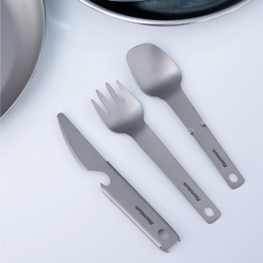Metal Camping Plate with 3 PCS Suit Integrated Tableware Titanium Plate BBQ Plates Camping Plates