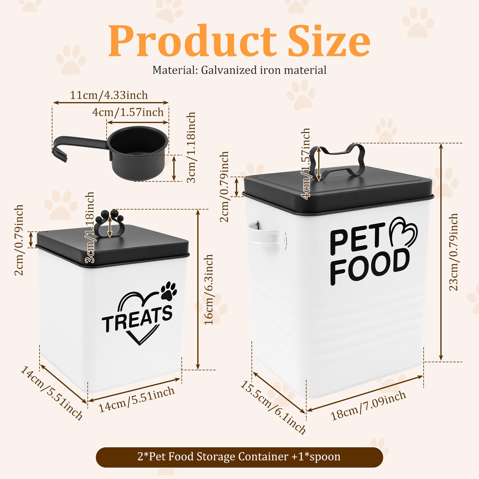 

2Pcs Pet Food Storage Jar Iron Cat Dog Treat Container with Lid and Spoon Large Capacity Pet Food Tin Pet Supplies for Kitchen