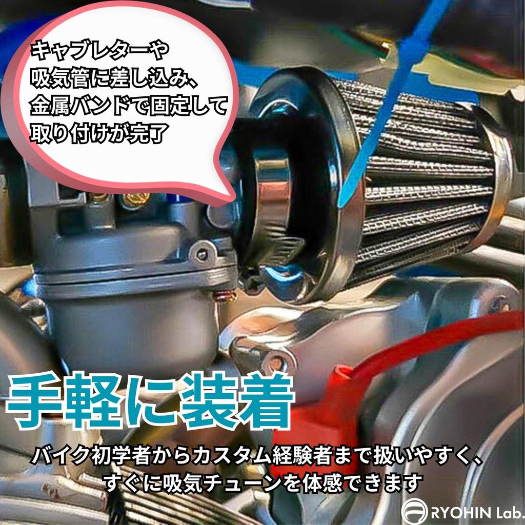 RYOHIN Lab. Power Filter for Motorcycles, Air Filter, Universal Universal Motorbike, Scooter, Moped, Stainless