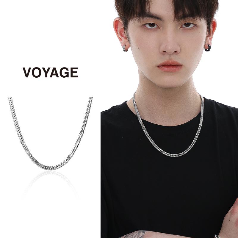 Herren Trendige Vielseitige Titanstahl Kubanische Kette Halskette – Hip Hop Stil Schlüsselbeinkette Accessoire