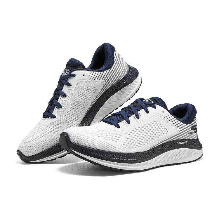 Skechers Comfortable Versatile Shock Absorbing Low Top Casual Running Shoes Men sneaker White Black 246053-WNV