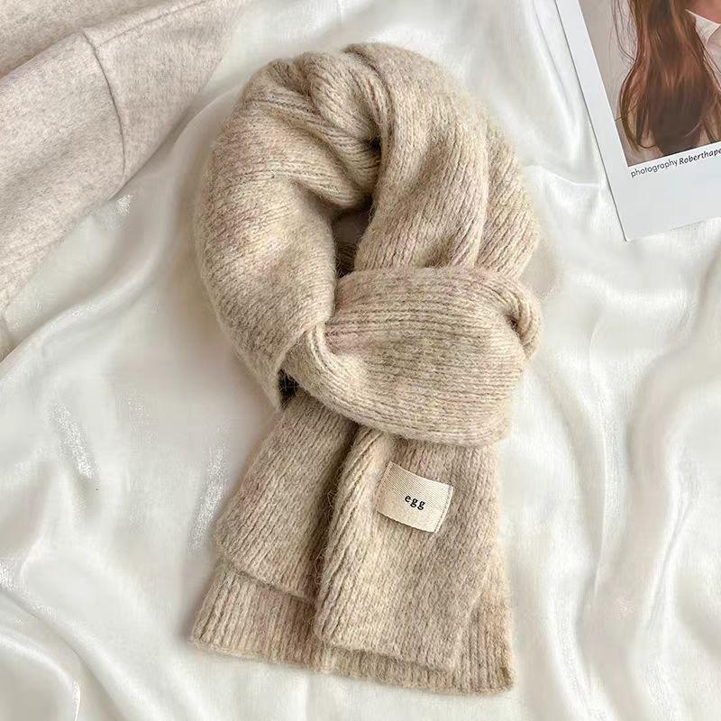 Korean egg containing wool scarf women's winter soft waxy wool knitted warm thickened scarf student ins tide
