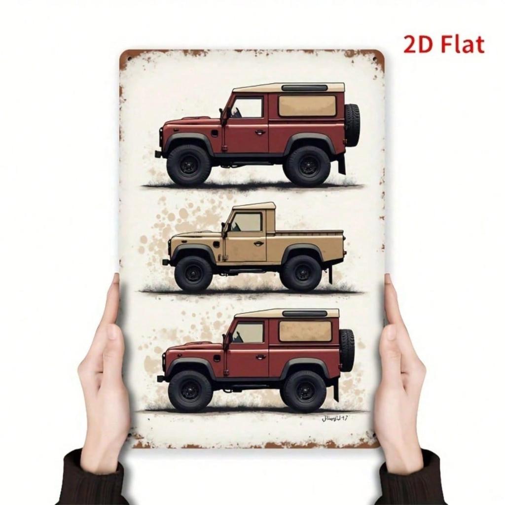 Vintage Off Road Vehicle Metal Sign 8x12 Inch Rustic Distressed Red Beige Iron Wall Art For Living Room Decor