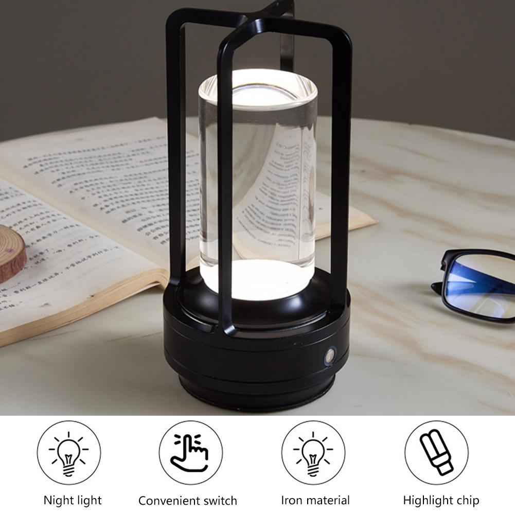 LED Cordless Table LampTouch Dimming Nordic Metal Desk Lamps Outdoor Camping Atmosphere Light Restaurant Creative Night Lights