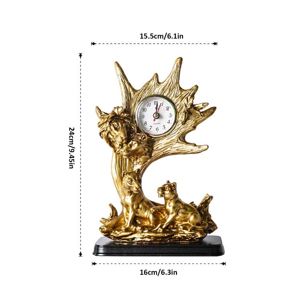 

Напольные часы из смолы, настольные часы с металлической стрелкой, новинка, украшение для дома, уникальная фигурка животного для гостиной, спальни львиный