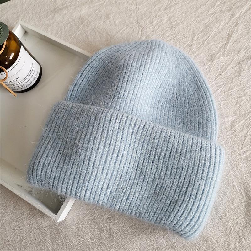 Women's Winter Hats Soft Knit Beanie Warm Rabbit Fur  Cute Solid Color Slouchy Cap Casual Outdoor Fashion Solid Adult Cover Head