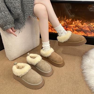 Bottes de neige rembourrées chaudes et légères d'hiver à semelles épaisses pour femmes, baskets décontractées antidérapantes et résistantes à l'usure, bottes en coton, chaussures en fourrure