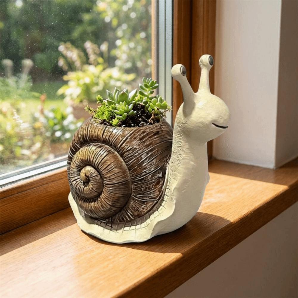 Resin Snail Planter Cartoon Creature Planter Pencil Holder Snail Flowerpot Office